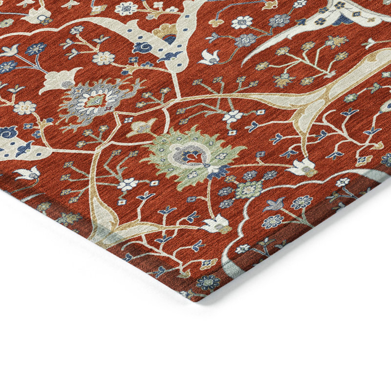 Machine Washable Indoor/Outdoor Boruta ACN2250 Global Rug, Round 8'