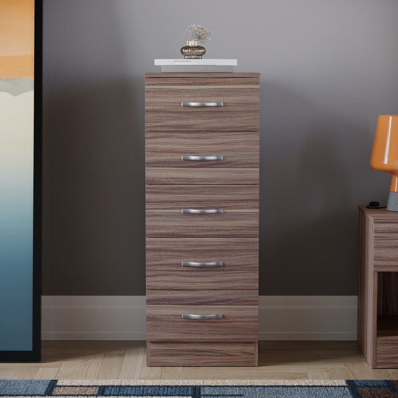 Maybery 34.5cm W 5 - Drawer Chest of Drawers, Walnut
