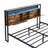 Metal Platform Queen Bed With Wooden Headboard & , Charging Area, 2 Drawer Cupboards, Led Lights, No Box Spring, Simple Assembly Schemes Size And Point, Generous Drawers, Easy To Construct-1403398428