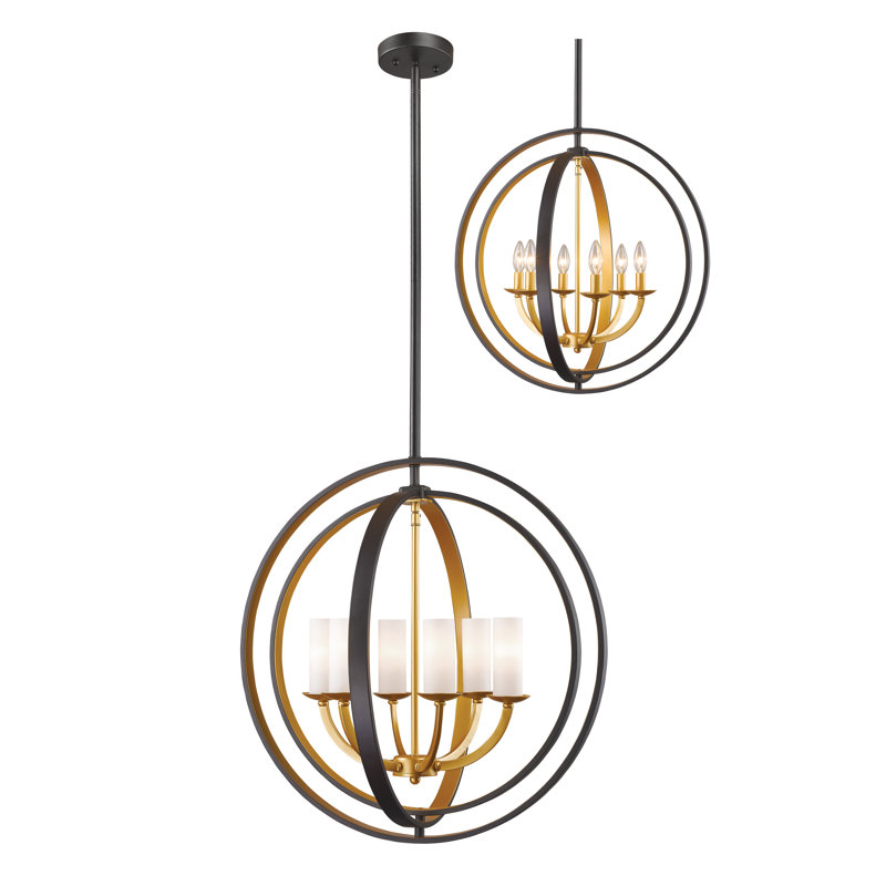 Lustre spectaculaire à 6 lumières Kiara, Bronze doré