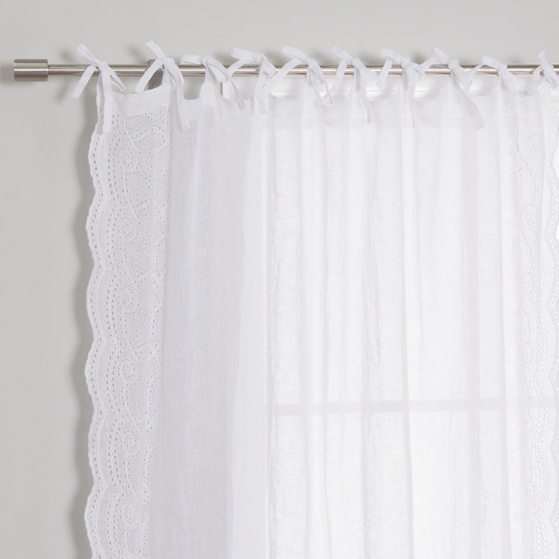 Natasha Sheer Curtain, White, 52" W x 96" L