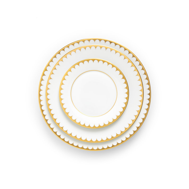 Aegean Porcelain Dinnerware Set - Service for 1, White/Gold