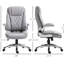 Chaise de bureau à haut dossier avec pivotement à 360 ° et conception ergonomique, accoudoirs réglables en similicuir gris