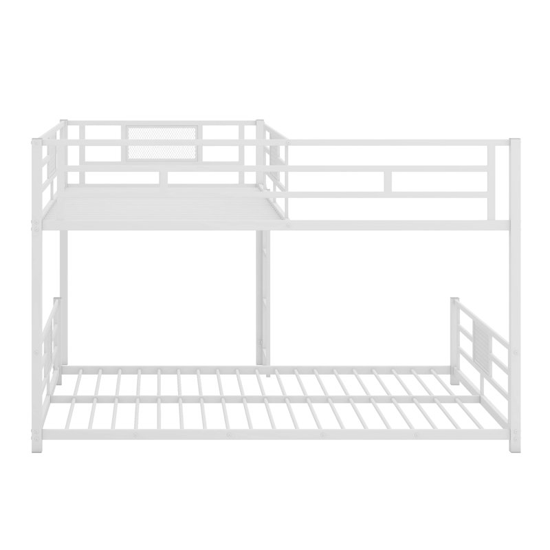 Kelvisha L-Shaped Metal Twin Over Full Size Bunk Bed, White