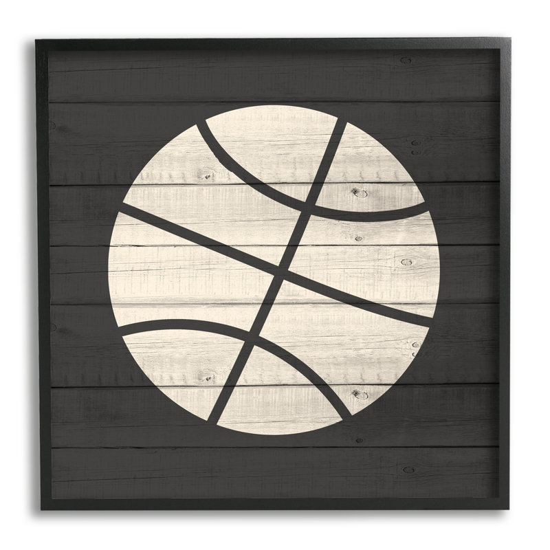 Basketball en forme de sport rustique, motif champêtre gris surdimensionné, giclée sur toile, art texturé par Kim Allen