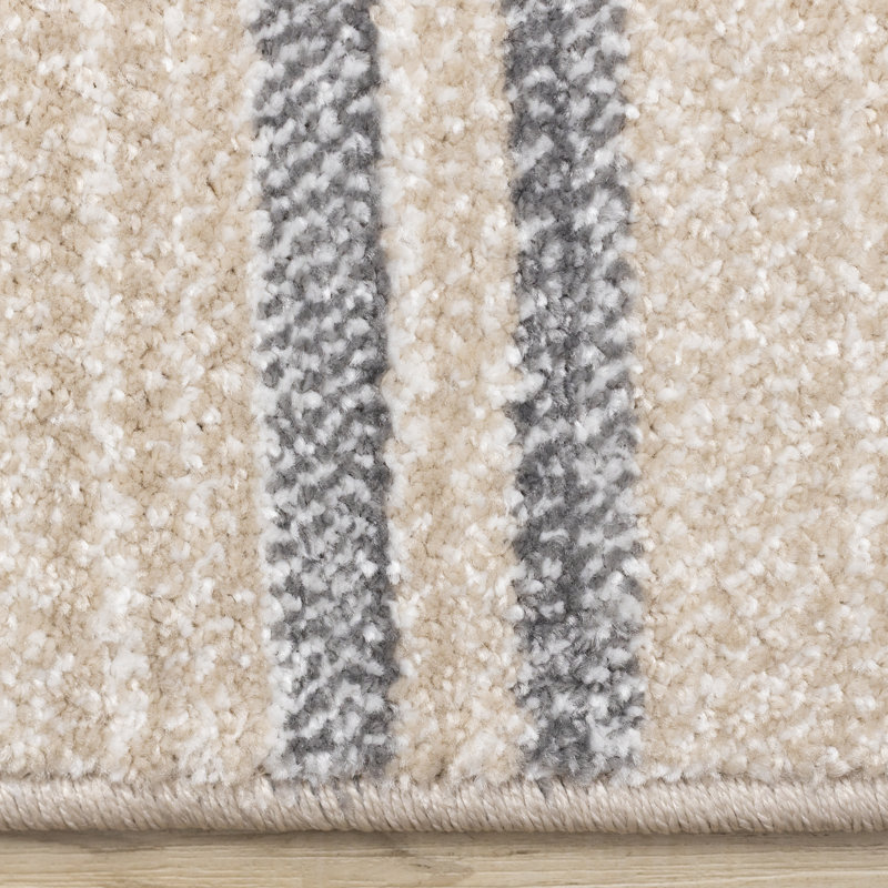 Tapis rayé beige moderne contemporain d'intérieur, 7 pi 10 po x 10 pi 6 po