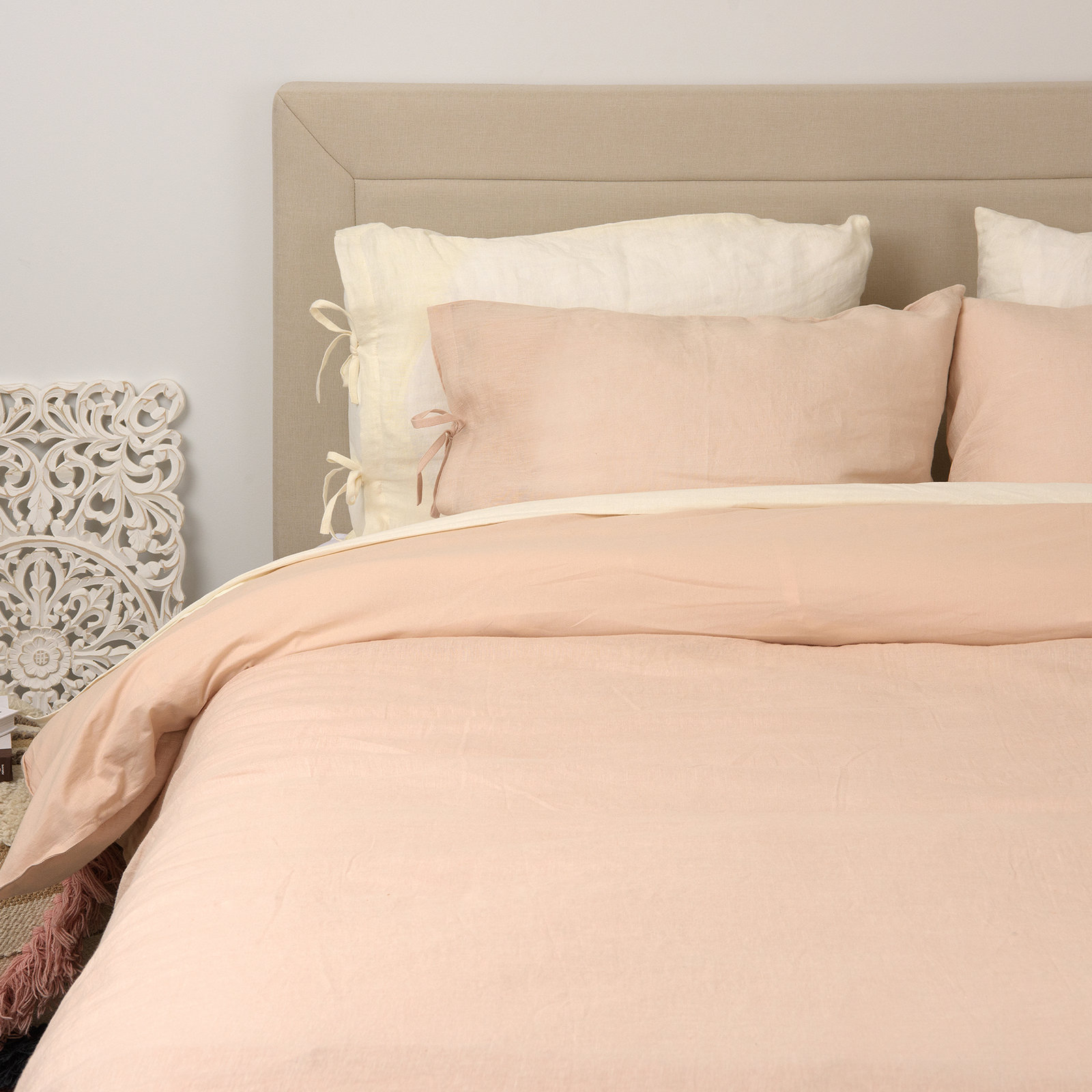 Ginesta Cotton Duvet Cover Set, Blush, Twin Duvet Cover + 1 Standard Sham
