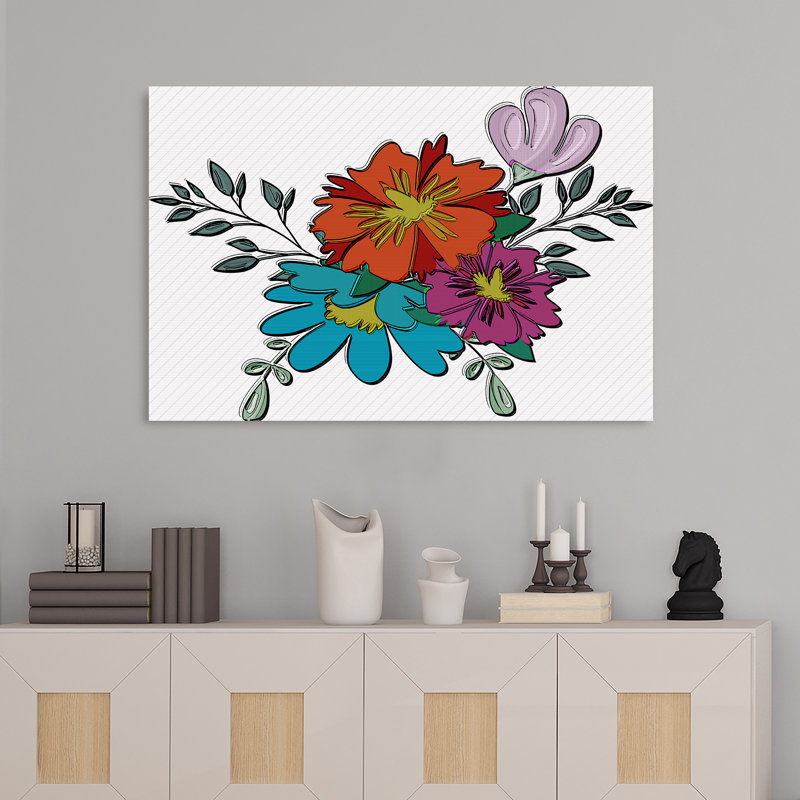 " Boho Flowers VI " Painting Print, 16" H x 24" W x 1.5" D