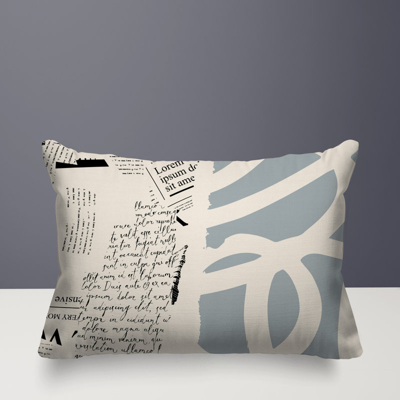 Oreiller rectangulaire réversible intérieur / extérieur Vaya, H 18 po x l 25 po, Gris / noir / blanc cassé