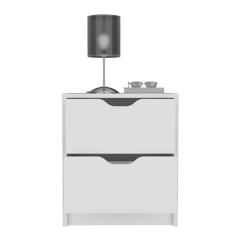 Table de chevet 2 tiroirs, table de bout, table d'appoint moderne - blanc, Blanc