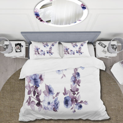 Mauve Wildflowers I - Ensemble de housse de couette traditionnel - Microfibre de polyester