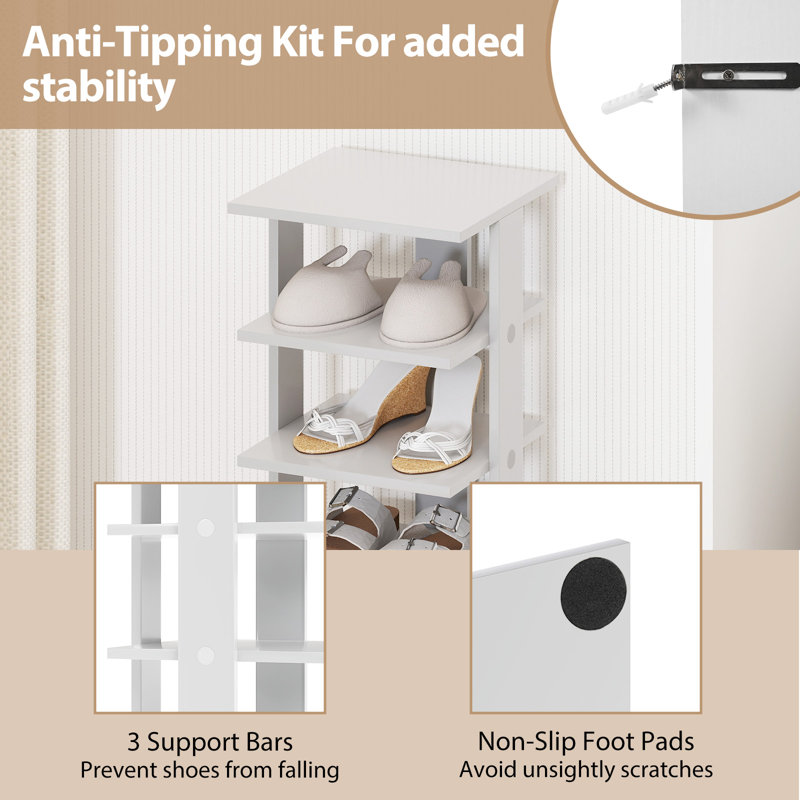 7 Pair Shoe Rack, Gray