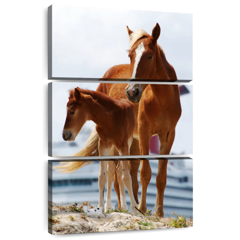 Brampt chevaux bruns, H 45 po x l 28 po