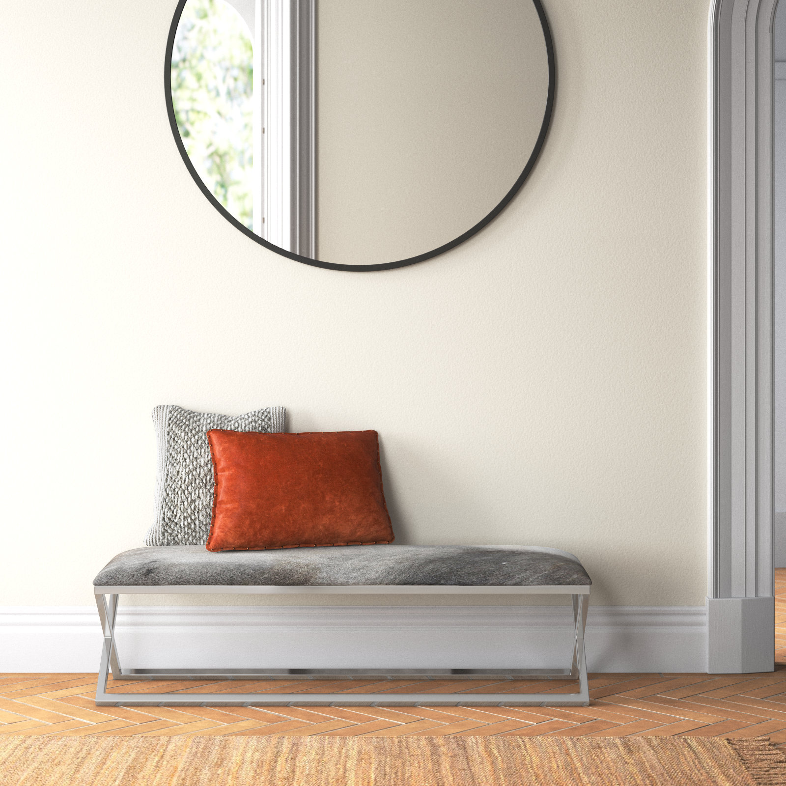 Rosanne 60" Genuine Leather Entryway Bench