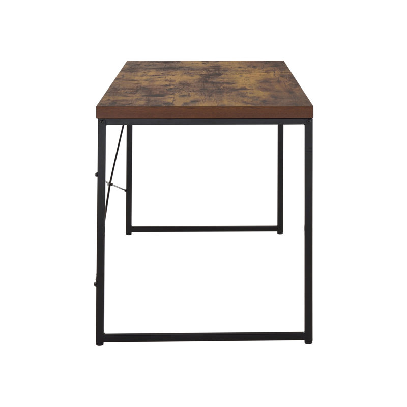 Blessn Industrial Rectangular Console Table with Metal Leg in Weathered Oak & Black