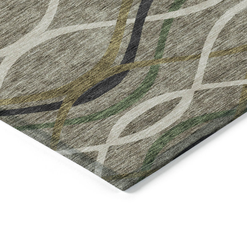 Tapis taupe en polyester tissé à la machine Lamanna, Rectangle 9 pi x 12 pi