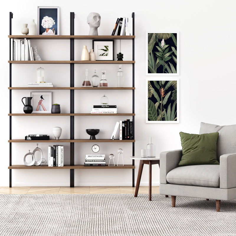 Vallon Ladder Bookcase, Oak/Black