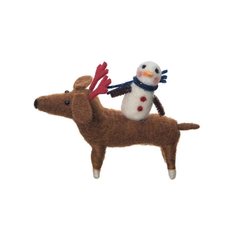 Figurine chien bonhomme de neige