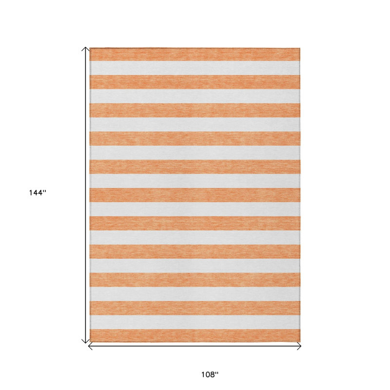 Tapis intérieur lavable antidérapant à rayures 9 pi x 12 pi saumon
