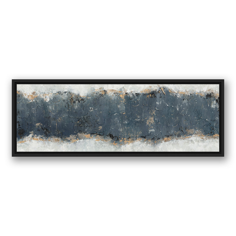 Toile flottante abstraite gris anthracite encadrée, H 13,75 po x l 37,75 po x P 1,75 po