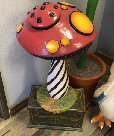 Small Striped Mushroom Over Sized Statue