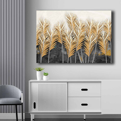Élégante peinture sur toile décorative, 27,6 po x 39,4 po | 100% toile (épaisseur: 0,1 pouce) et cadre 100% bois de pin (épaisseur: 0,9 pouce) | Élégantes couleurs beige, blanc et anthracite | Parfait pour la décoration intérieure et l'esthétique moderne