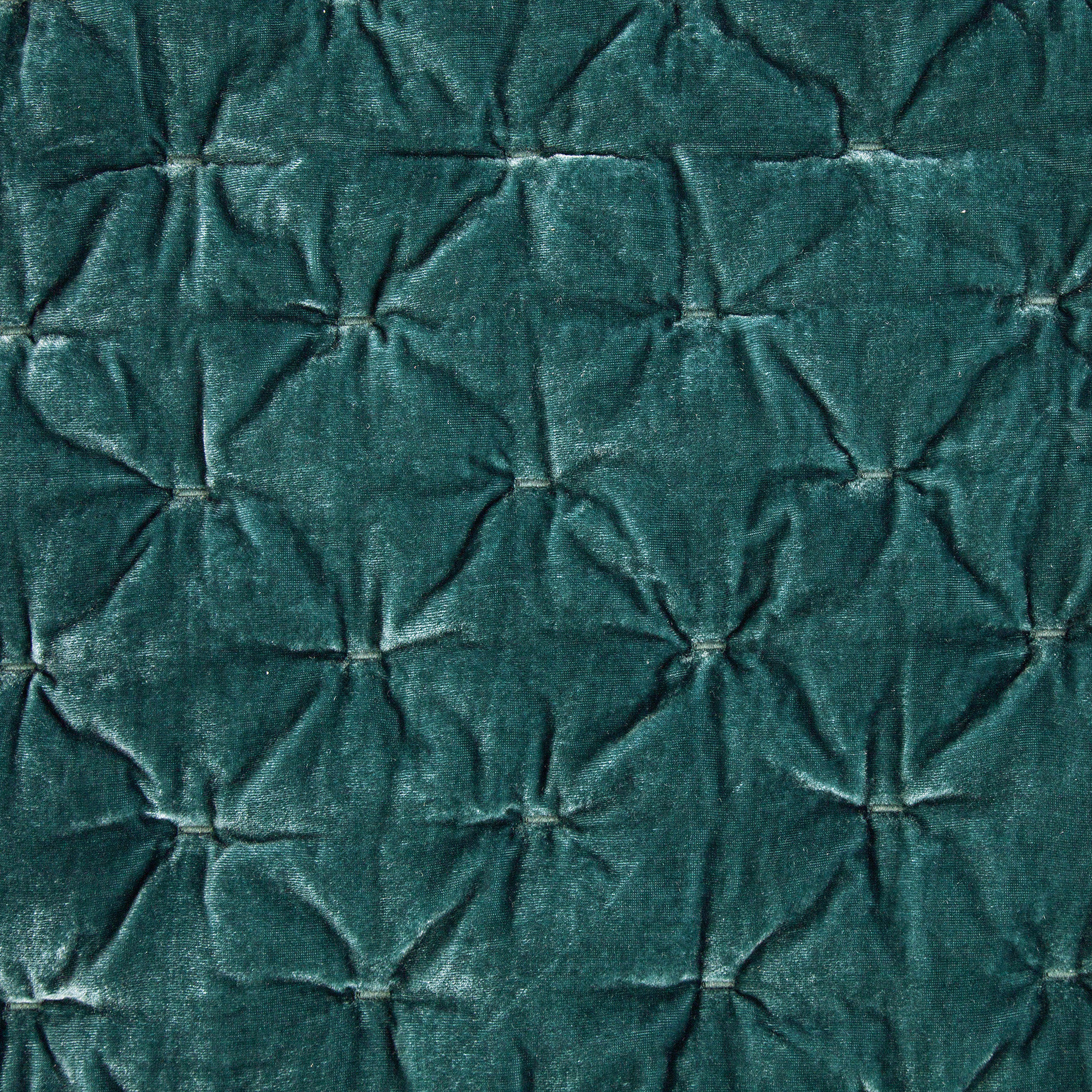 Stella Solid Quilted Faux Silk Velvet Romantic Western Decorative Pillow Sham, King, Teal