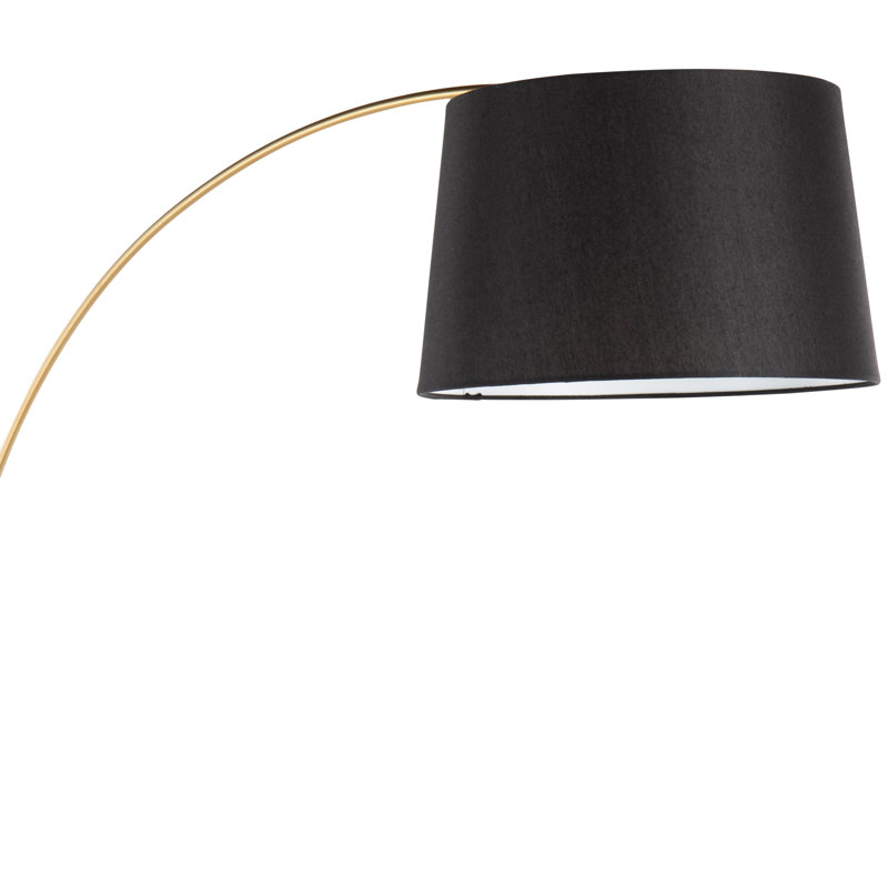 Lampe sur pied arquée 74 po, Noir, Blanc / Doré