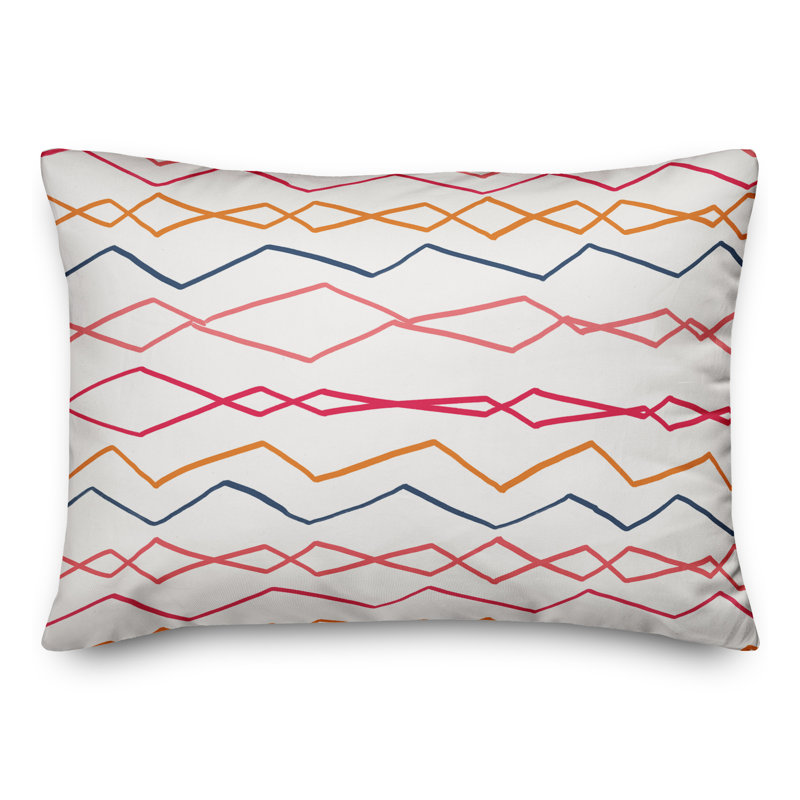  Coussin lombaire intérieur / extérieur Abstract Wavy Stripes, Orange / Bleu / Rouge, Pas de bourre