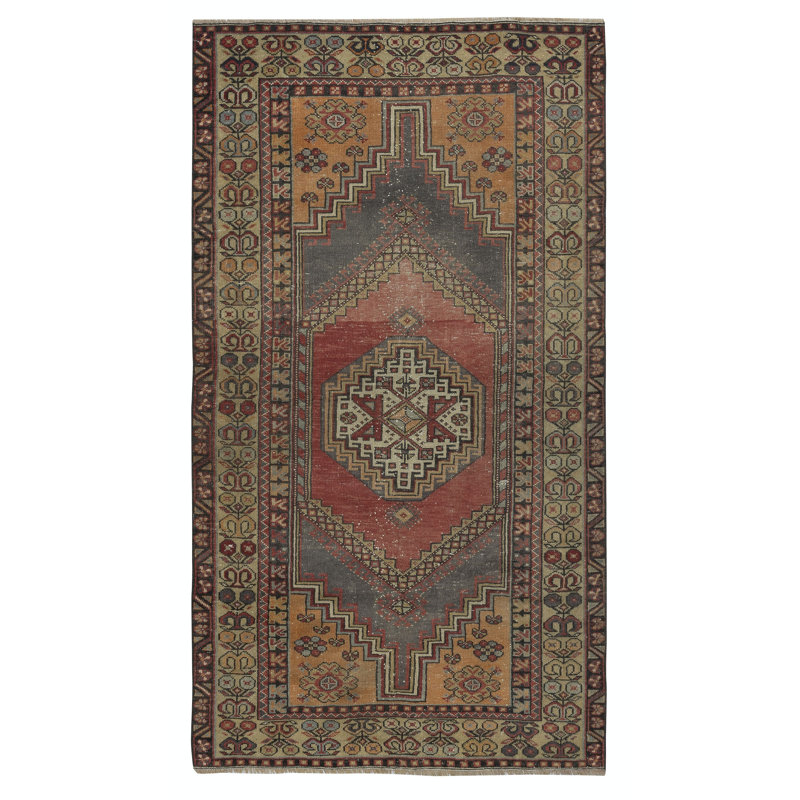Rustic Vintage Handmade Turkish Oriental Rug. 100% Wool