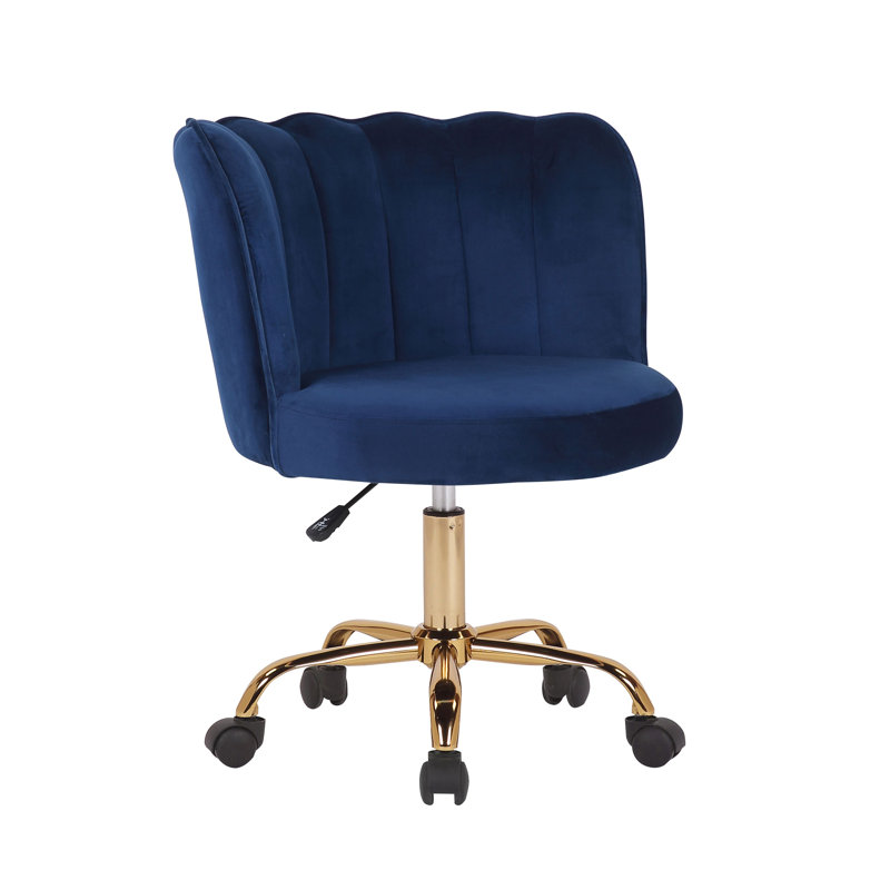 Chaise de bureau en velours Luciean, Bleu
