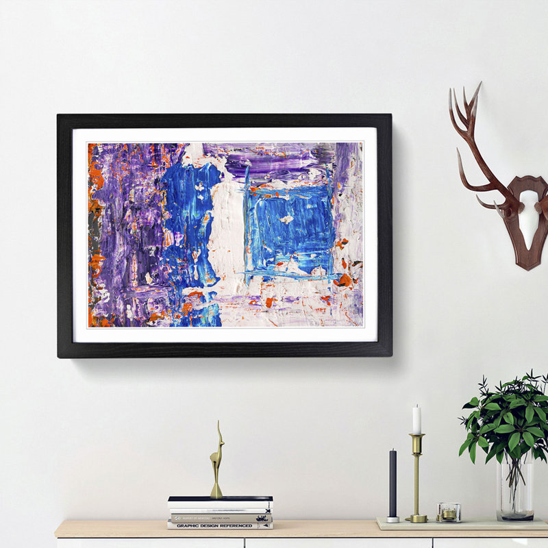 Abstract Art Painting Vol.52 by S.Johnson - Framed Print, Black Framed, 62cm H x 87cm W x 2cm D