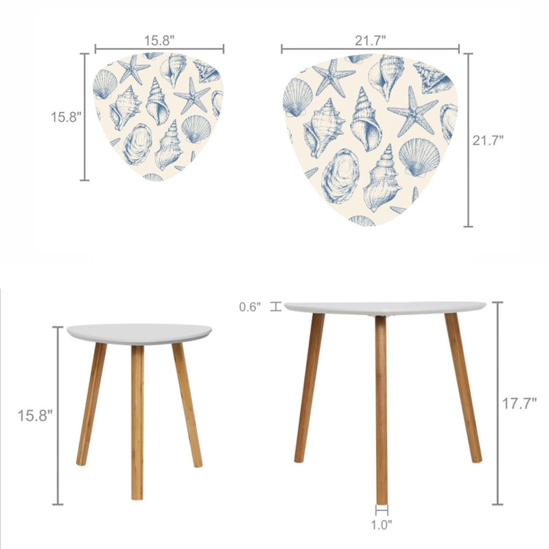 Ensemble de 2 tables basses gigognes Triangle Nesting Seashell Starfish