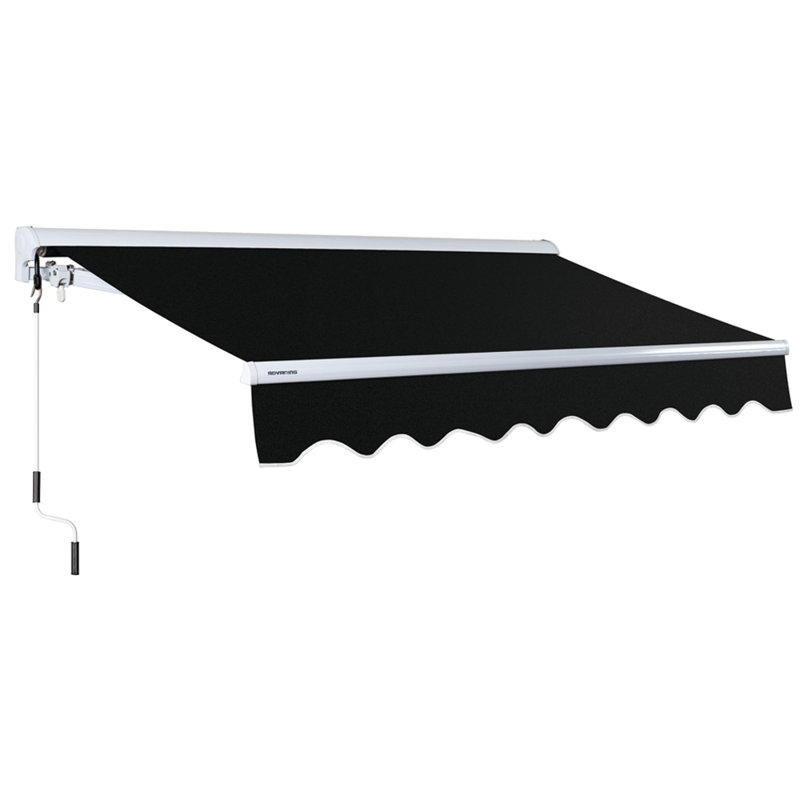 Advaning 10'x8' Manual Patio Retractable Awning, 10.5' H x 9.8' W x 8.2' D, Garden Green/Sand Beige Stripes