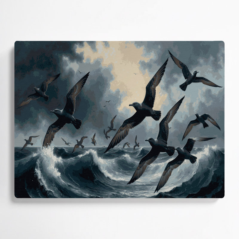 Oiseaux Sooty Shearwater, art mural en métal bleu, H 11 po x l 14 po