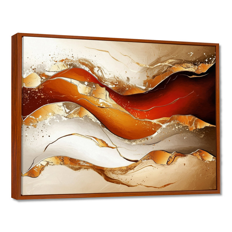 Harmonie de marbre contrastant - art mural abstrait en marbre, salon, H 12 po x l 20 po, Brun
