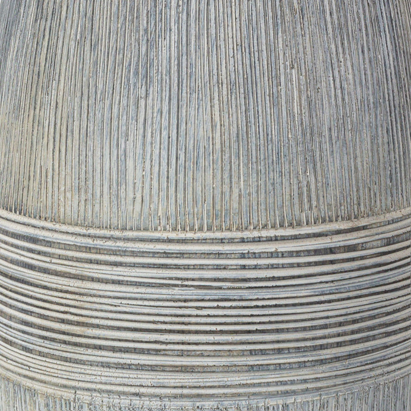 Gray Ceramic Table Lamp with White Linen Shade