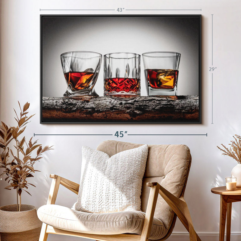" Fancy Whiskey Glasses Canvas Print ", 29" H x 43" W