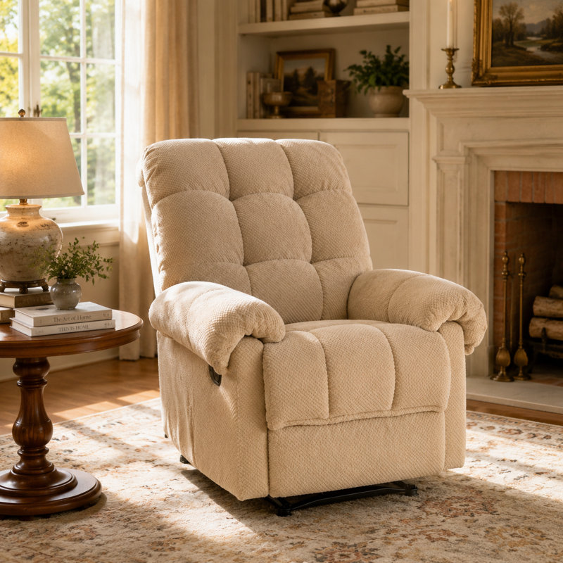 Fauteuil inclinable manuel avec repose-pieds rembourré, Chameau