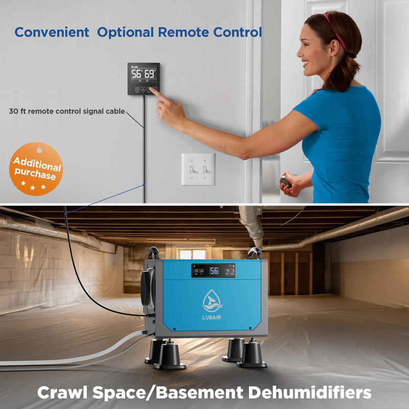 113 Pint Crawl Space Dehumidifier with Drain Hose – Ideal for Basements, Attics, and Tight Spaces