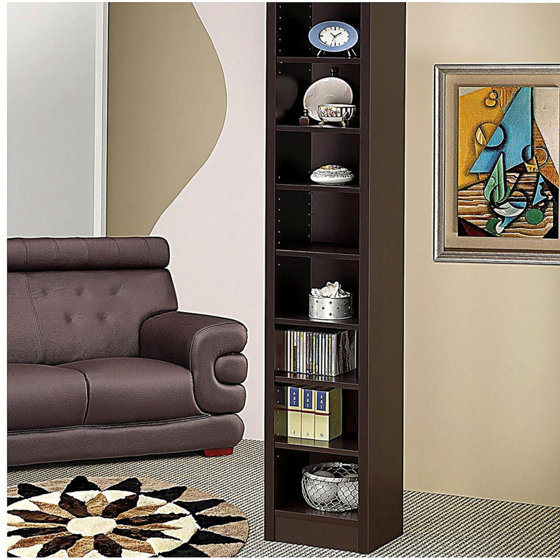 Rectangular 8-shelf Bookcase With 2 Fixed Shelves, Cappuccino