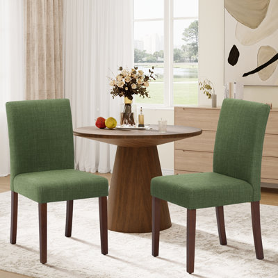 Chaise de salle à manger rembourrée en tissu Oakridge avec pieds en bois d'hévéa massif et coussin en mousse haute densité Oakridge