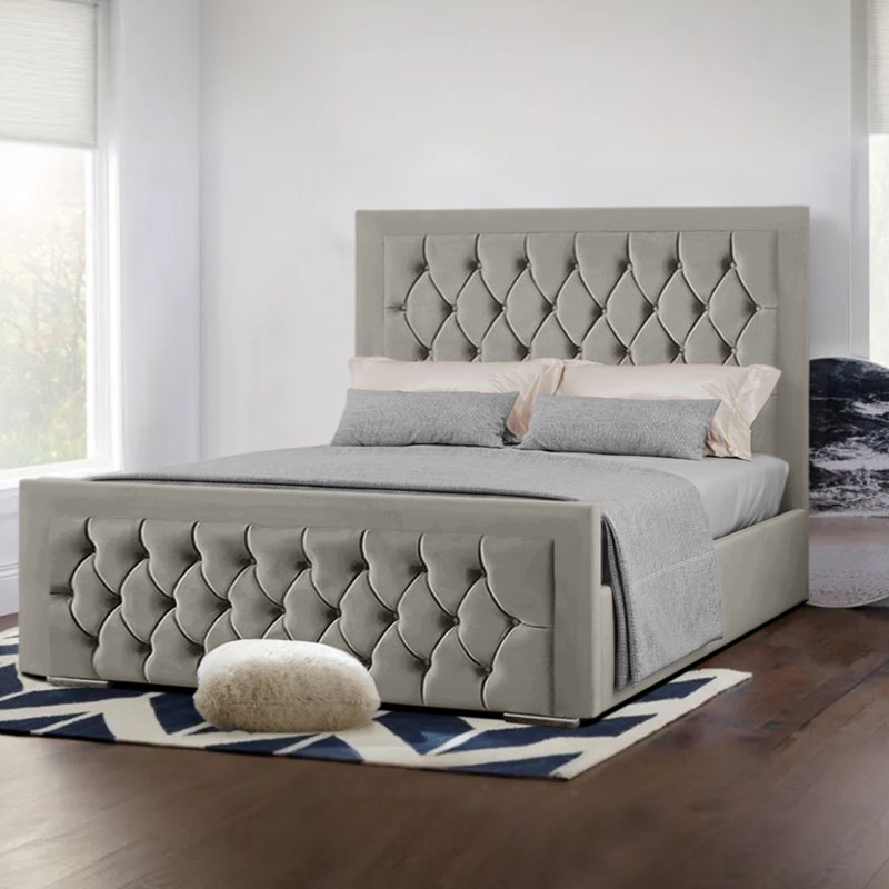 Upholstered Bed, Double (4'6), Grey