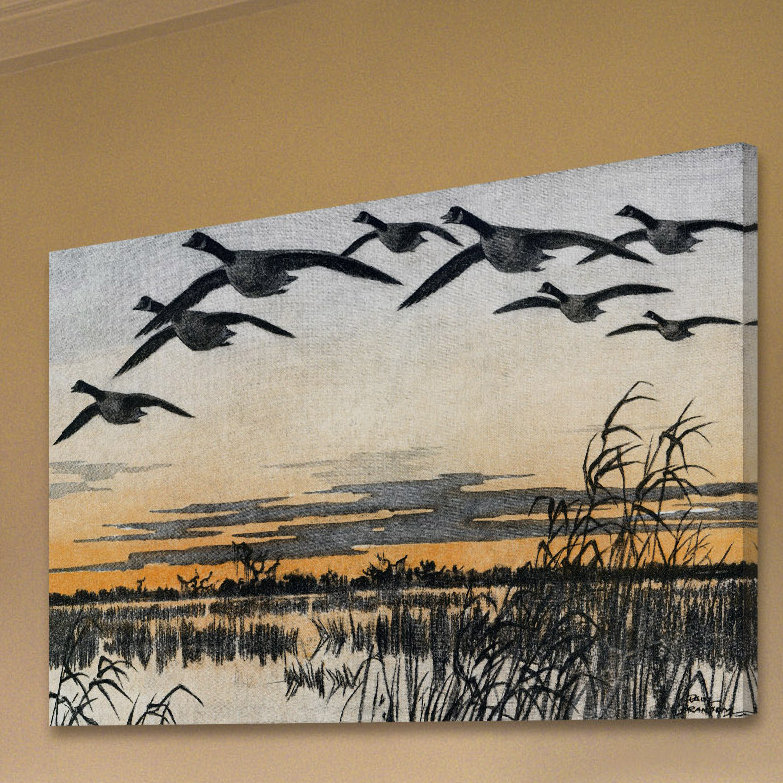 «Geese In Flight», reproduction d'art sur toile tendue, H 16 po x l 24 po x P 1,5 po