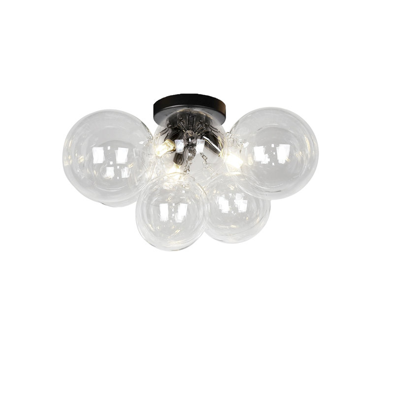 Marigny Glass Flush Mount, Clear, Black