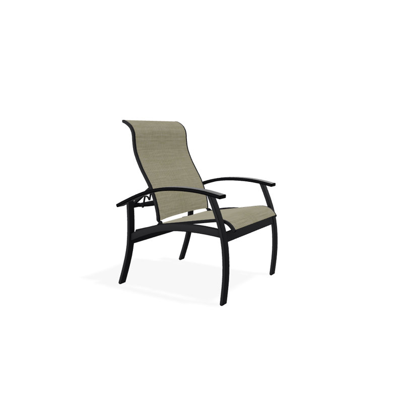 Chaise de patio Askar, Bristol taupe Sunbrella®, Noir, Noir texturé