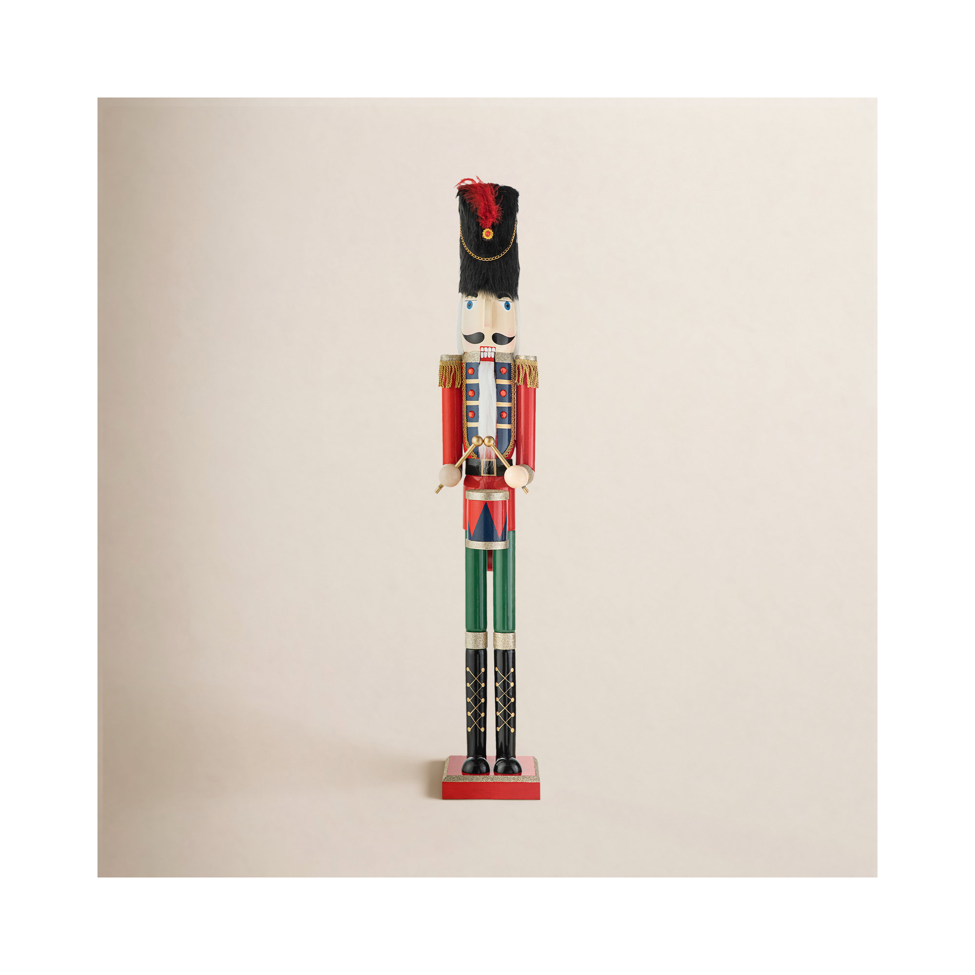 Wooden Christmas Soldier Nutcracker, 42" H x 7.5" W x 6.75" D