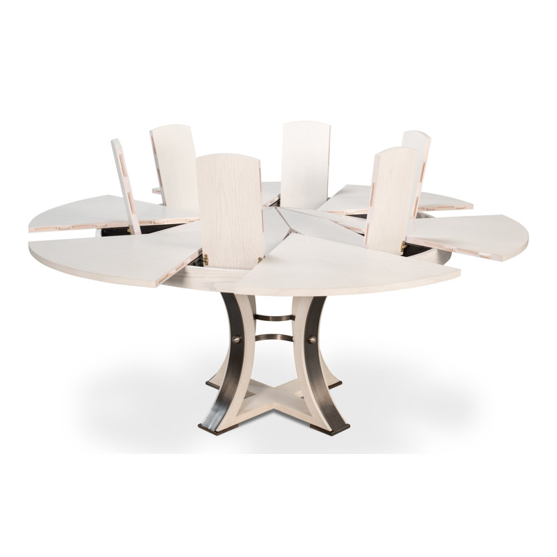 Tower Round Solid Oak Dining Table, Working White/Hammered