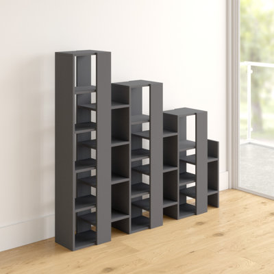 Modern Staircase Design Divider Bookcase with 21 Open Shelves