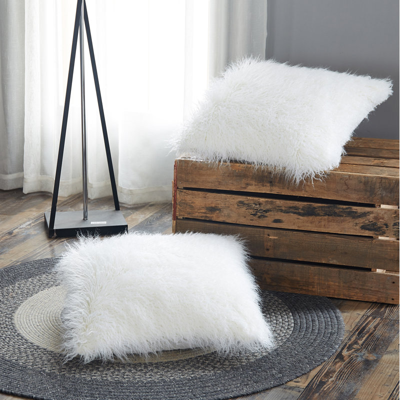 Geometric Square Cushion Cover, Antique White
